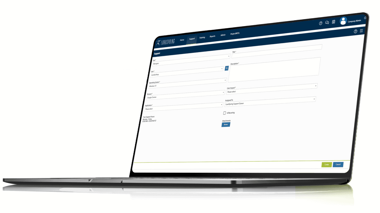 Laptop with LoadSpring support form
